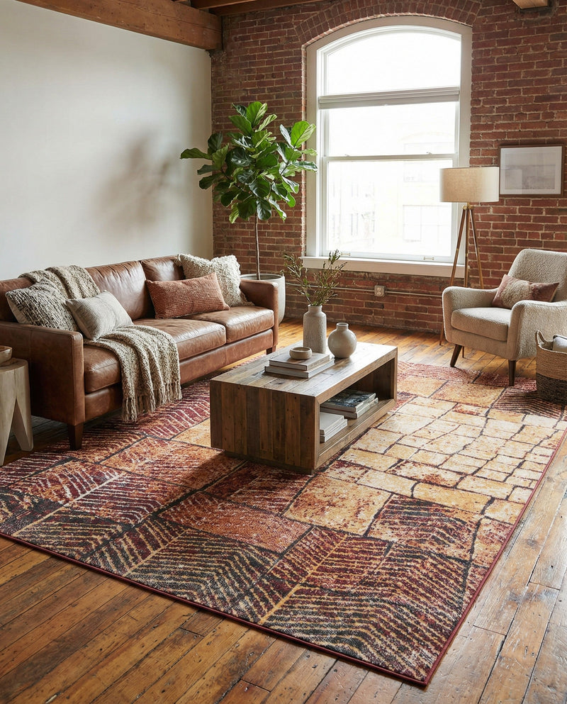 Seville Elegance Collection Area Rug - Cordoba Rectangle Rust Red  lifestyle 9