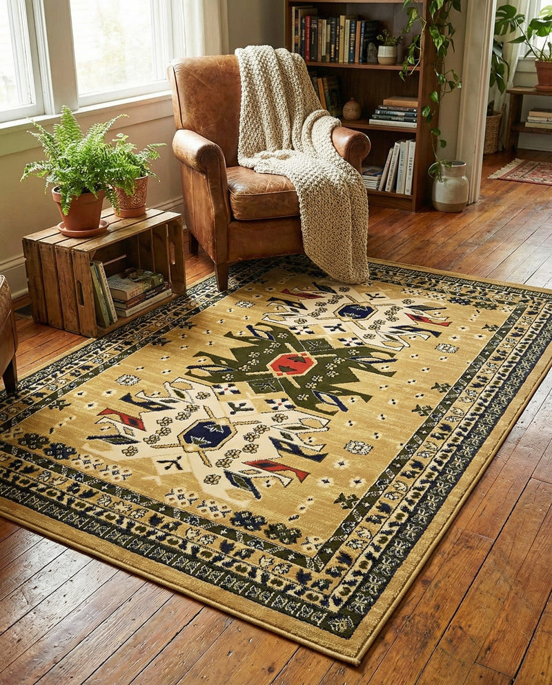 Tabriz Tapestries Collection Area Rug - Azerbaijan (Cream) Rectangle Cream  lifestyle 14
