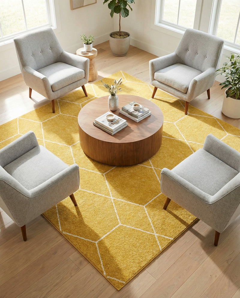 Trellis Mosaic Collection Area Rug - Arborville (Yellow) Square Yellow  lifestyle 66