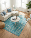 Brighton Stripes Collection Area Rug - Sussex (Light Blue) Rectangle Light Blue  lifestyle 11