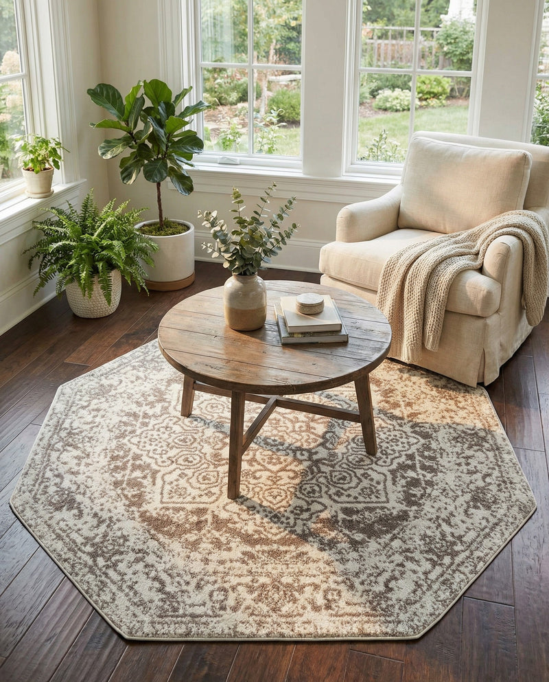 Georgetown Rugs Collection Area Rug - Dupont (White) Octagon White  lifestyle 27