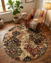 Bistro Lounge Collection Area Rug -  Piccolo Round Beige  lifestyle 84