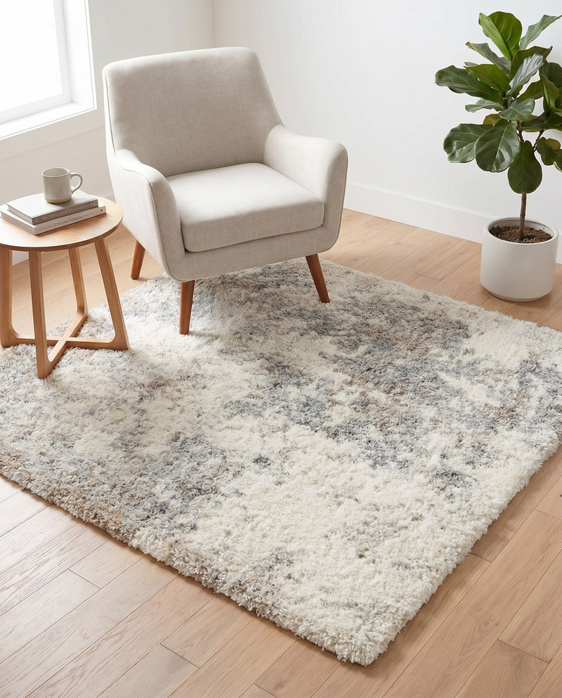 Cozy Haven Shag Collection Area Rug -  Tranquility (Khaki) Square Khaki  lifestyle 47