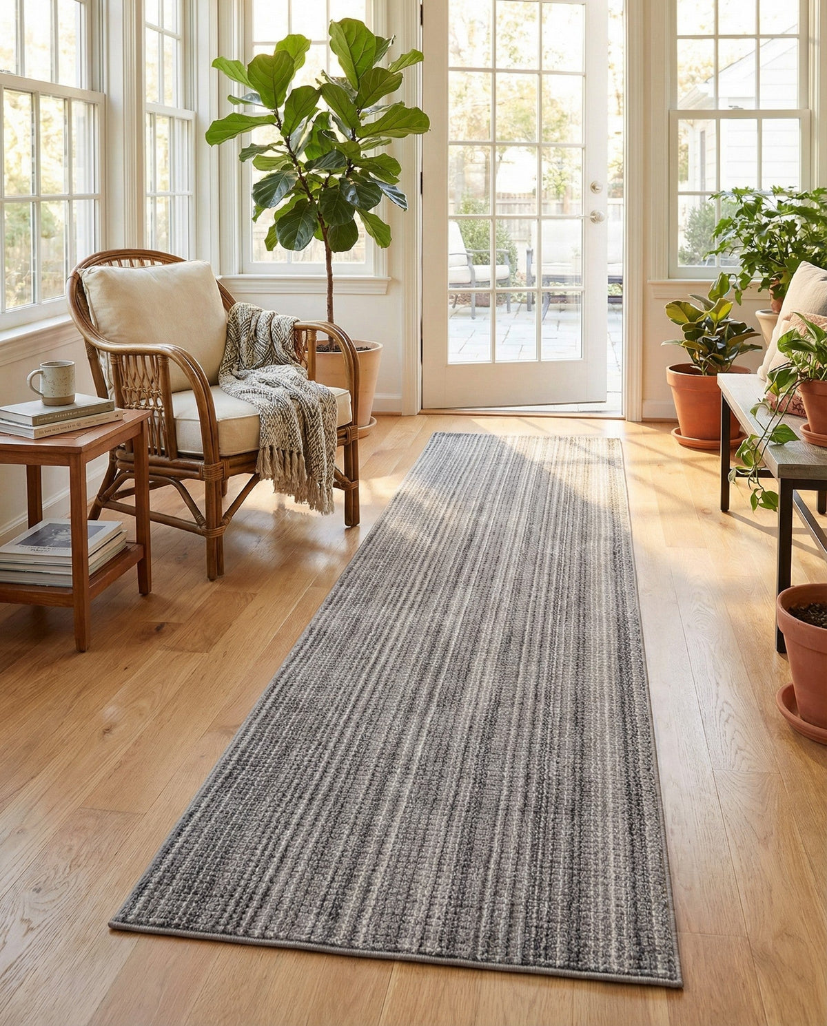 Jewel Oasis Collection Area Rug - Sapphire (Gray) Runner Gray  lifestyle 81