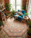 Seville Stripes Collection Area Rug - Cadiz (Brick Red) Octagon Brick Red  lifestyle 75