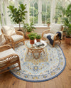 Savannah Series Collection Area Rug - Charleston (Sky blue) Oval Sky blue  lifestyle 59
