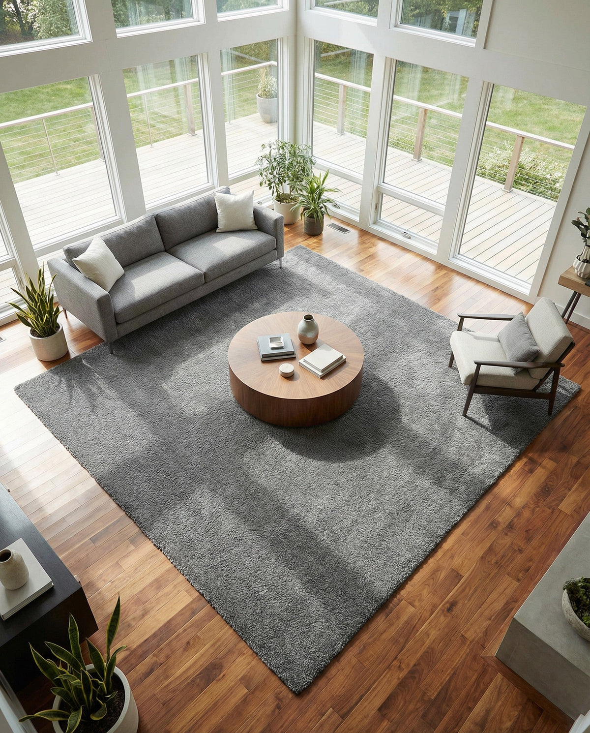 Solid Shag Seaside Collection Area Rug - Azure Cove (Gray) Square Gray  lifestyle 94