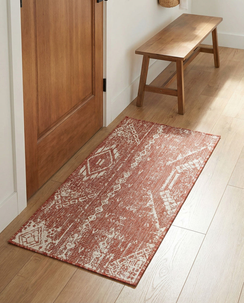 Desert Nomad Terrace Collection Area Rug - Sahara (Rust Red) Runner Rust Red  lifestyle 72