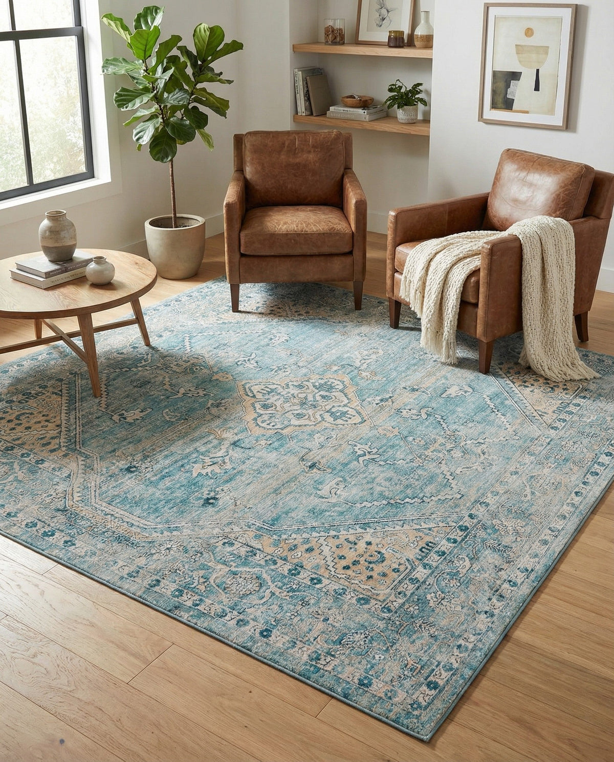 Coastal Haven Collection Area Rug -  Marina Square Blue  lifestyle 213
