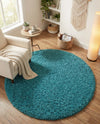 Plush Oasis Collection Area Rug - Serenity (Deep Aqua Blue) Round Deep Aqua Blue  lifestyle 81