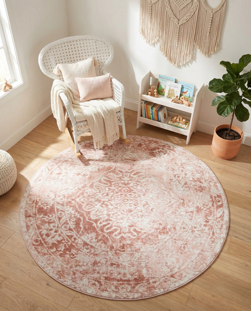 Cambridge Classics Collection Area Rug -  Magdalene (Pink) Round Pink  lifestyle 35