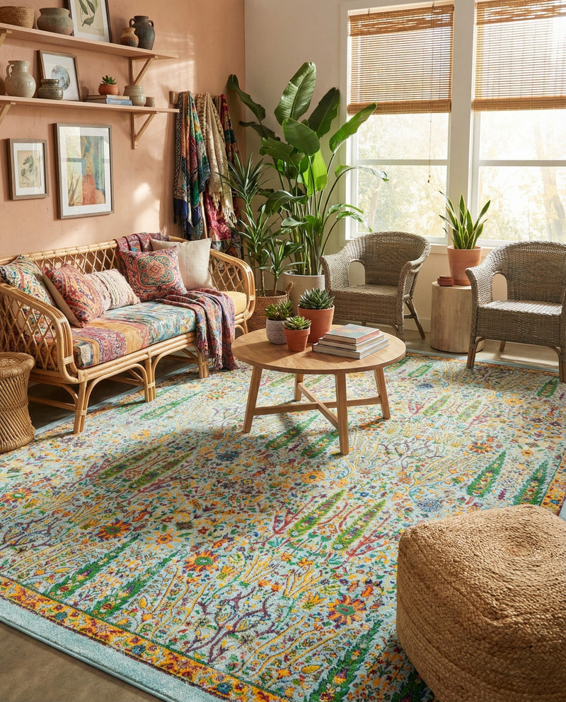 Caribbean Cove Collection Area Rug -  Tobago Rectangle Aqua  lifestyle 25