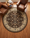 Isfahan Elegance Collection Area Rug - Naghsh-e Jahan (Brown) Round Brown  lifestyle 44
