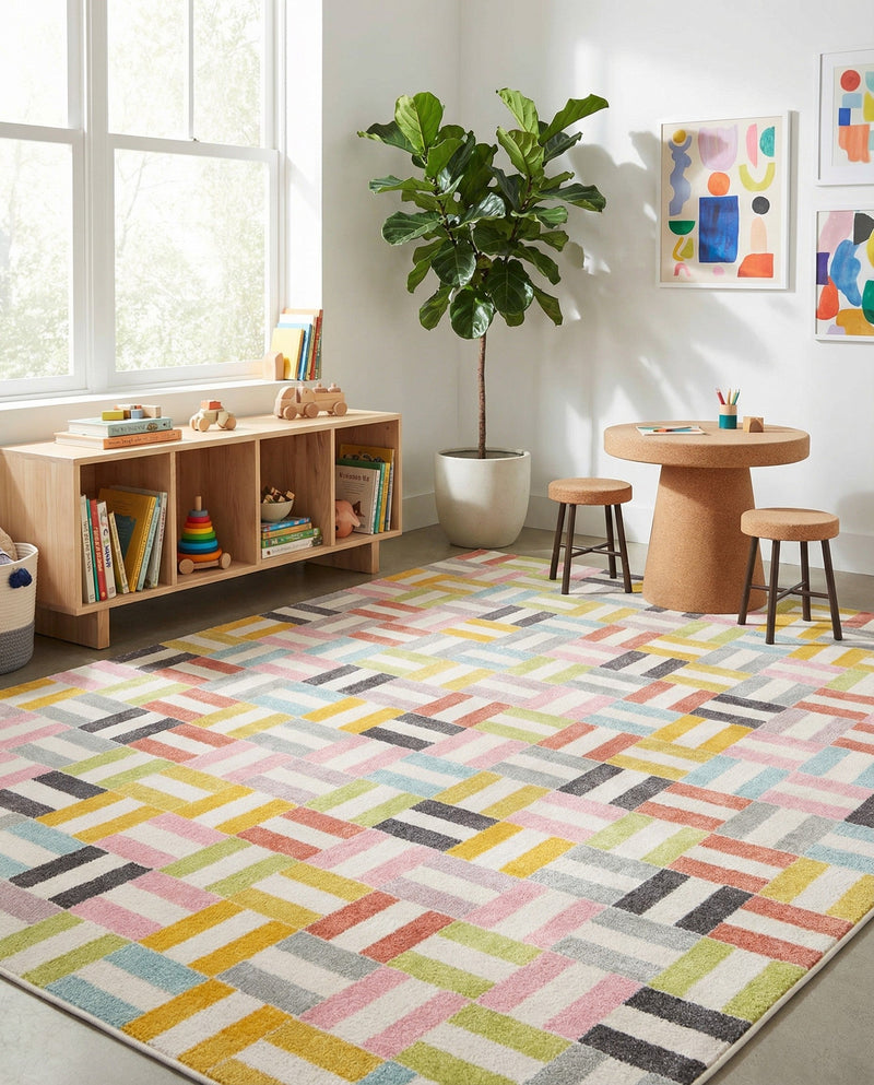Wonder Tykes Collection Area Rug -  Kaleidoscope Rectangle Multi  lifestyle 7