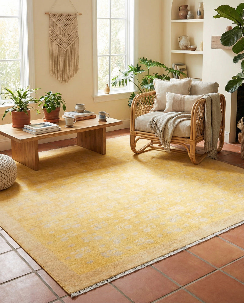 Bazaar Chic Collection Area Rug - Marrakech Square Yellow  lifestyle 53