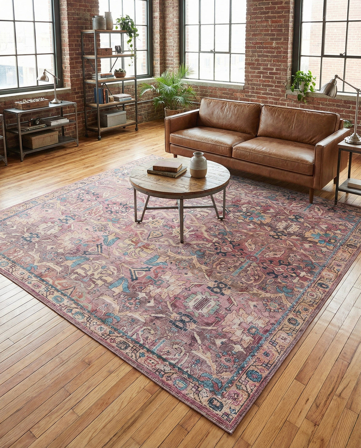 Vintage Memories Collection Area Rug -  Memories Square Pink  lifestyle 106