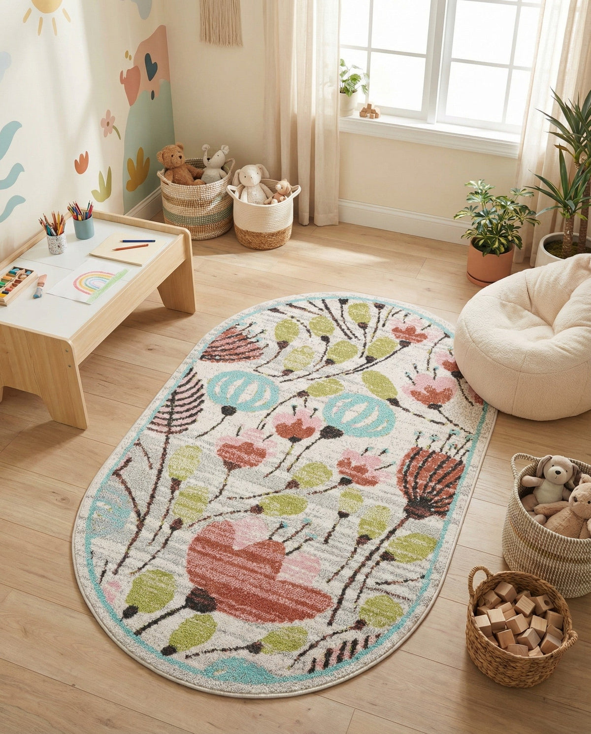 Wonder Tykes Collection Area Rug -  Fantasy Oval Ivory  lifestyle 108
