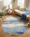 Zagros Shades Collection Area Rug -  Behbahan Round Blue Gray  lifestyle 56