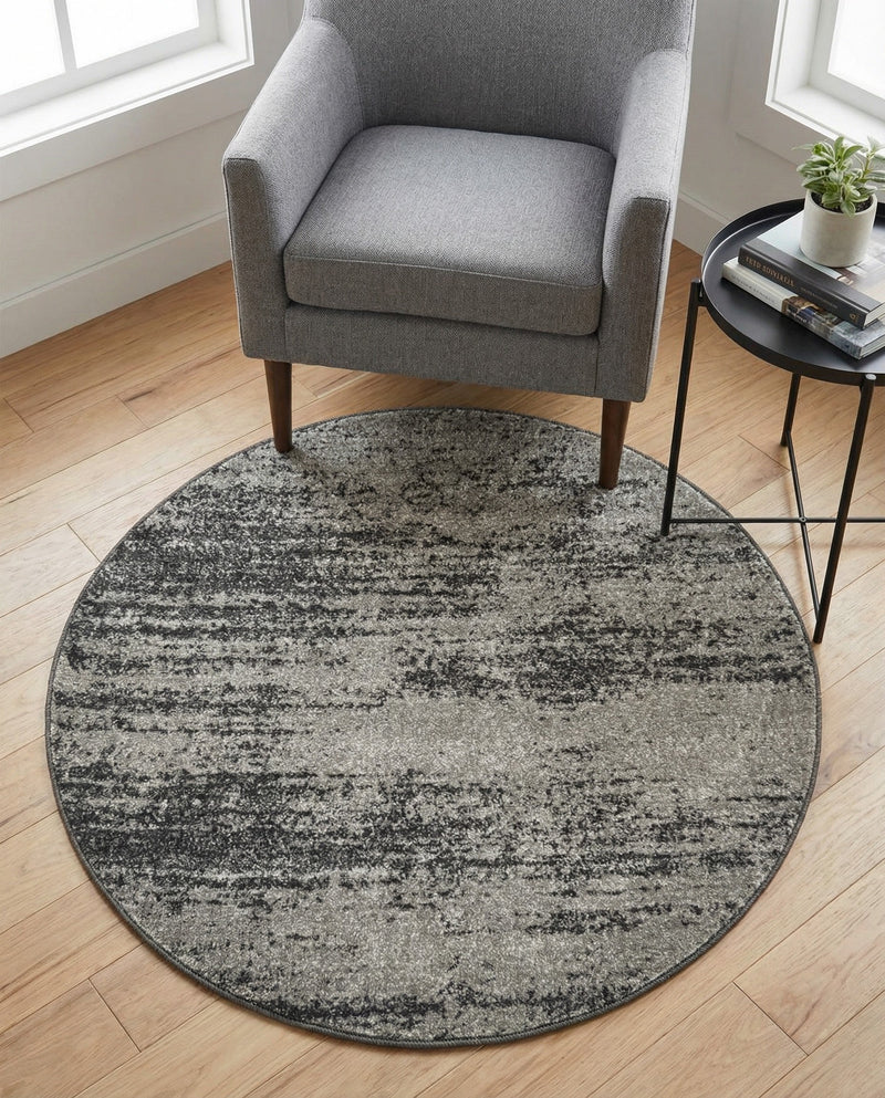 Studio Haven Collection Area Rug -  Gallery (Dark Gray) Round Dark Gray  lifestyle 81