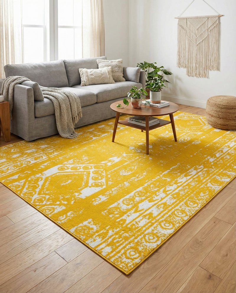 Brighton Stripes Collection Area Rug - Sussex (Yellow) Rectangle Yellow  lifestyle 16