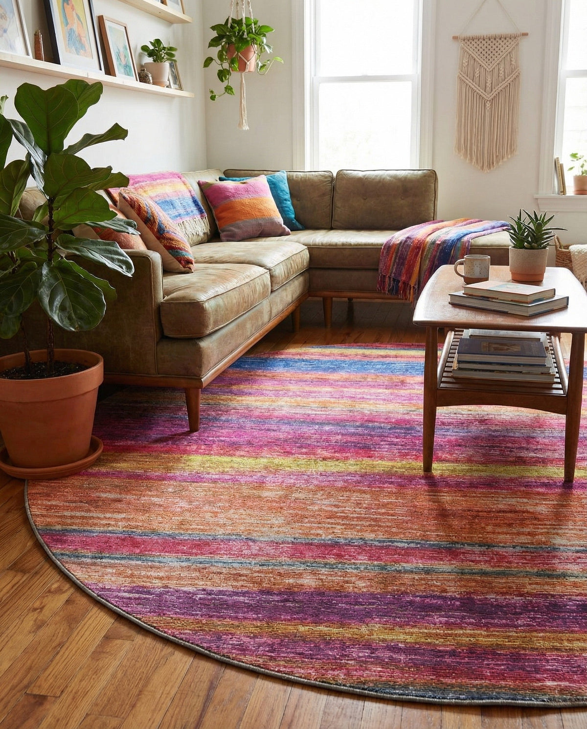 Sahara Essence Collection Area Rug - Oasis (Multi) Round Multi  lifestyle 81