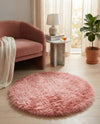Lambskin Haven Collection Area Rug - Fleeceville Round Pink  lifestyle 24