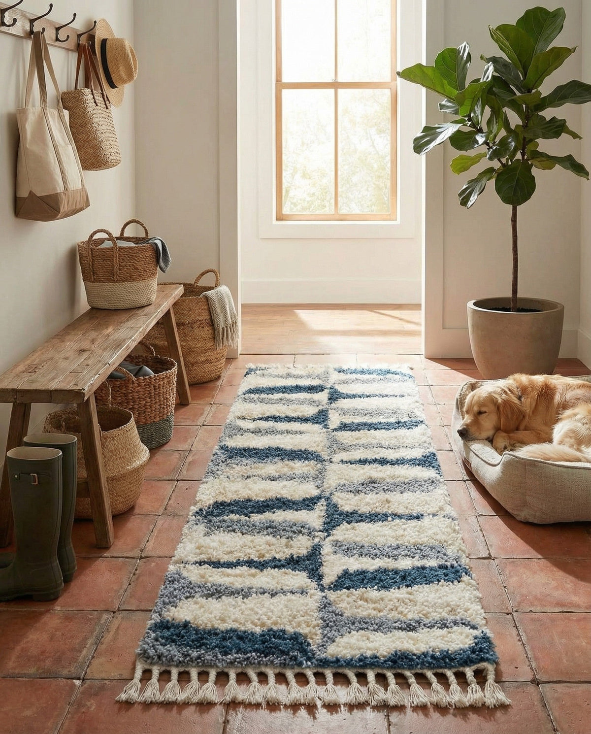 Cozy Cove Shag Collection Area Rug -  Tidewater Runner Blue  lifestyle 98