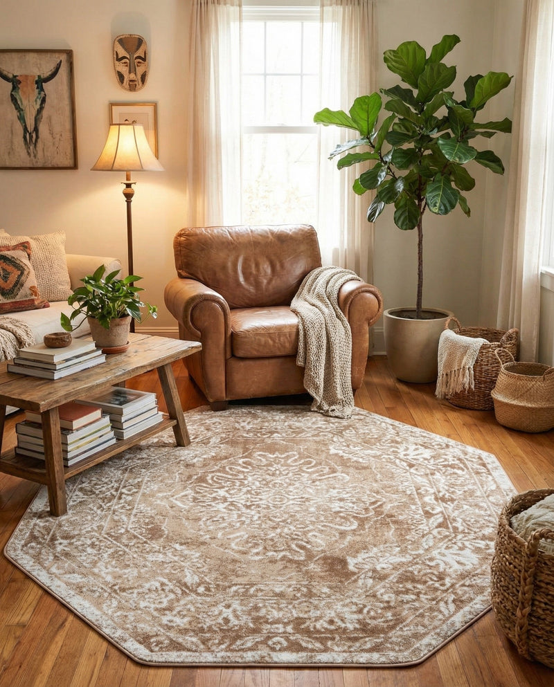 Cambridge Classics Collection Area Rug -  Magdalene (Beige) Octagon Beige  lifestyle 55