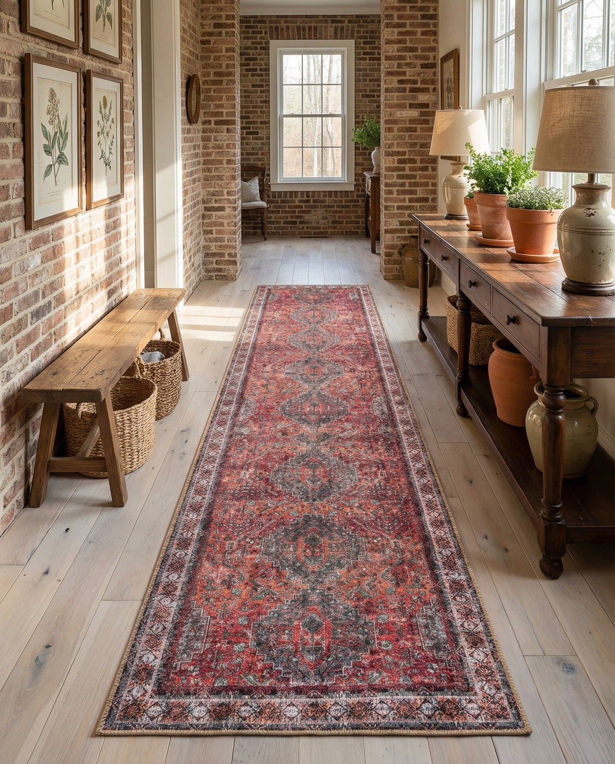 Heritage Elegance Collection Area Rug -  Uffizi Runner Rust Red  lifestyle 64