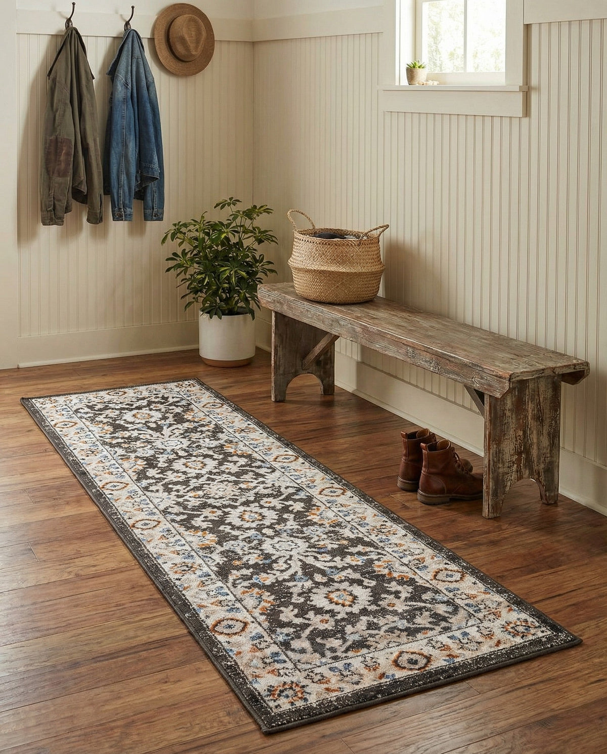Savannah Elegance Collection Area Rug - Augusta (Fume Gray) Runner Fume Gray  lifestyle 83
