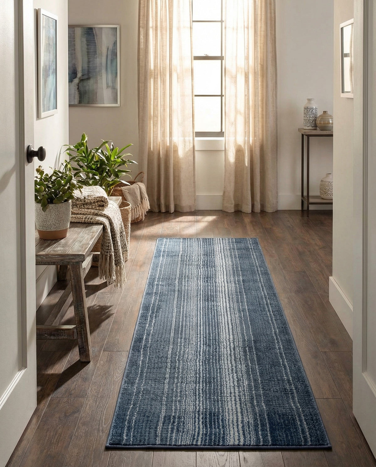 Jewel Oasis Collection Area Rug - Sapphire (Blue) Runner Blue  lifestyle 81