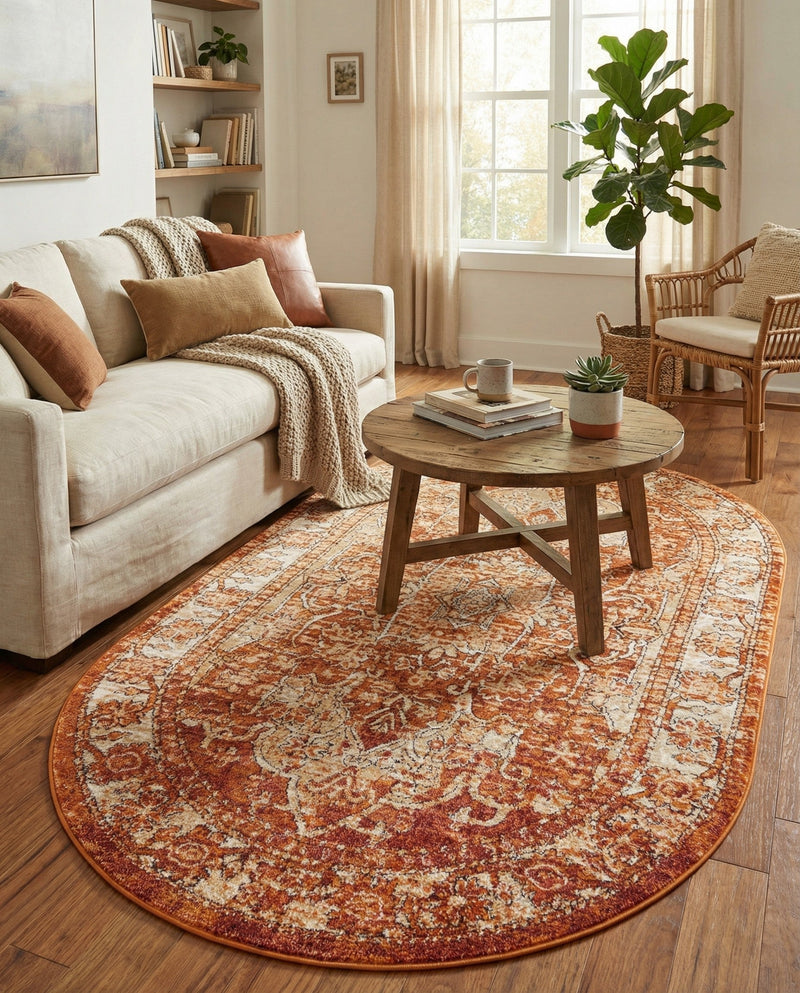 Savannah Soiree Collection Area Rug -  Everglade (Rust Red) Oval Rust Red  lifestyle 77