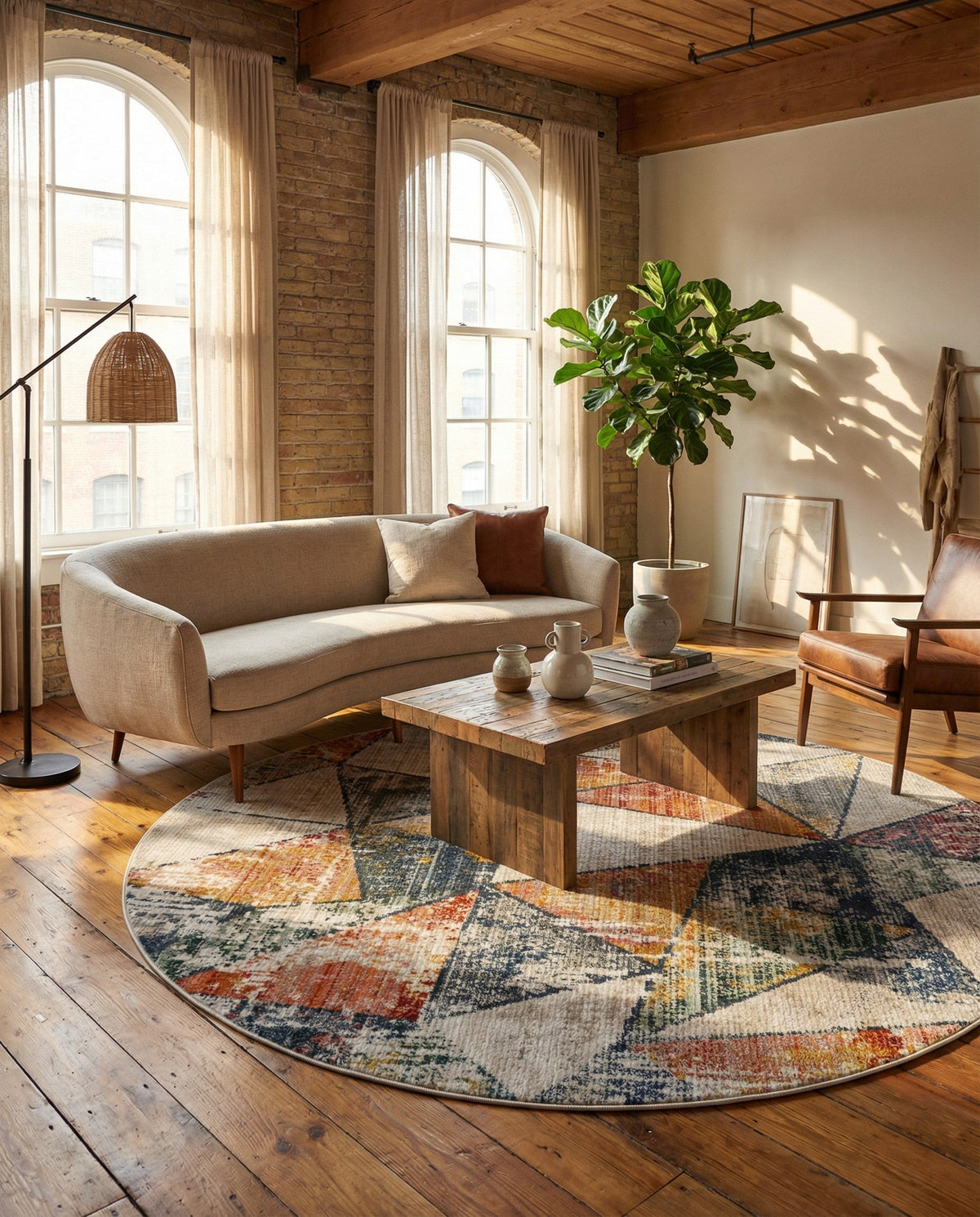 Jewel Oasis Collection Area Rug -  Topaz Round Multi  lifestyle 84