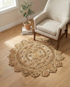Woven Seaside Jute Collection Area Rug - Coastalhaven (Natural) Round Natural  lifestyle 24