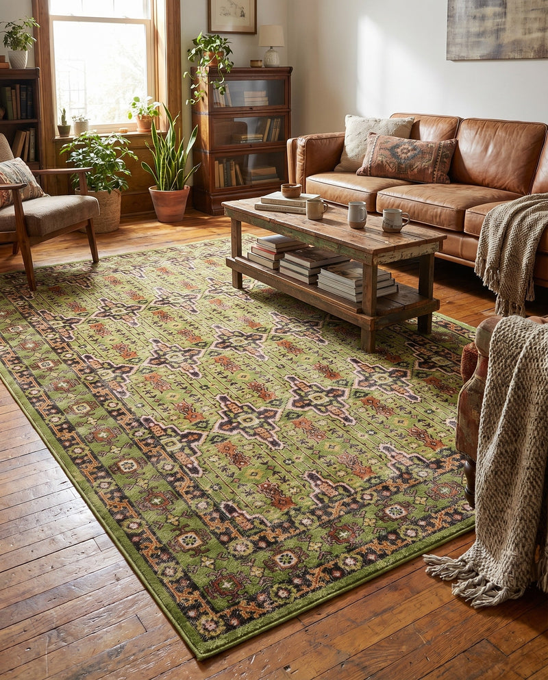 Geneva Terrace Collection Area Rug -  Nyon Rectangle Green  lifestyle 12