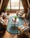 Plush Oasis Collection Area Rug - Serenity (Light Slate Blue) Oval Light Slate Blue  lifestyle 85