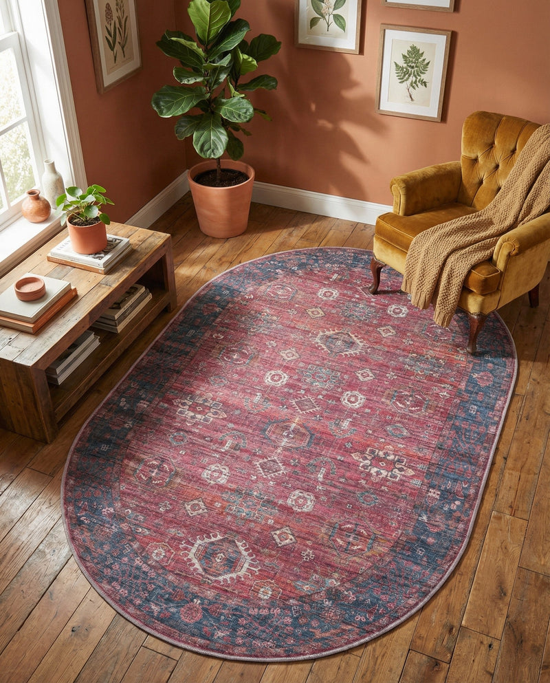 Zahara Oasis Collection Area Rug -  Ouarzazate Oval Antique Red  lifestyle 66