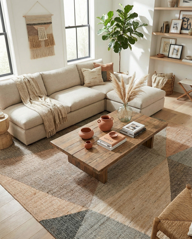 Desert Weave Jute Collection Area Rug -  Mojave Rectangle Multi  lifestyle 5
