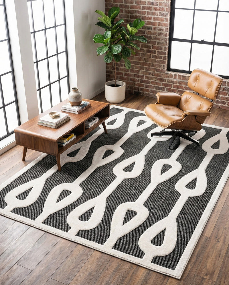 Monochrome Collection Area Rug -  Marble Rectangle Gray  lifestyle 6