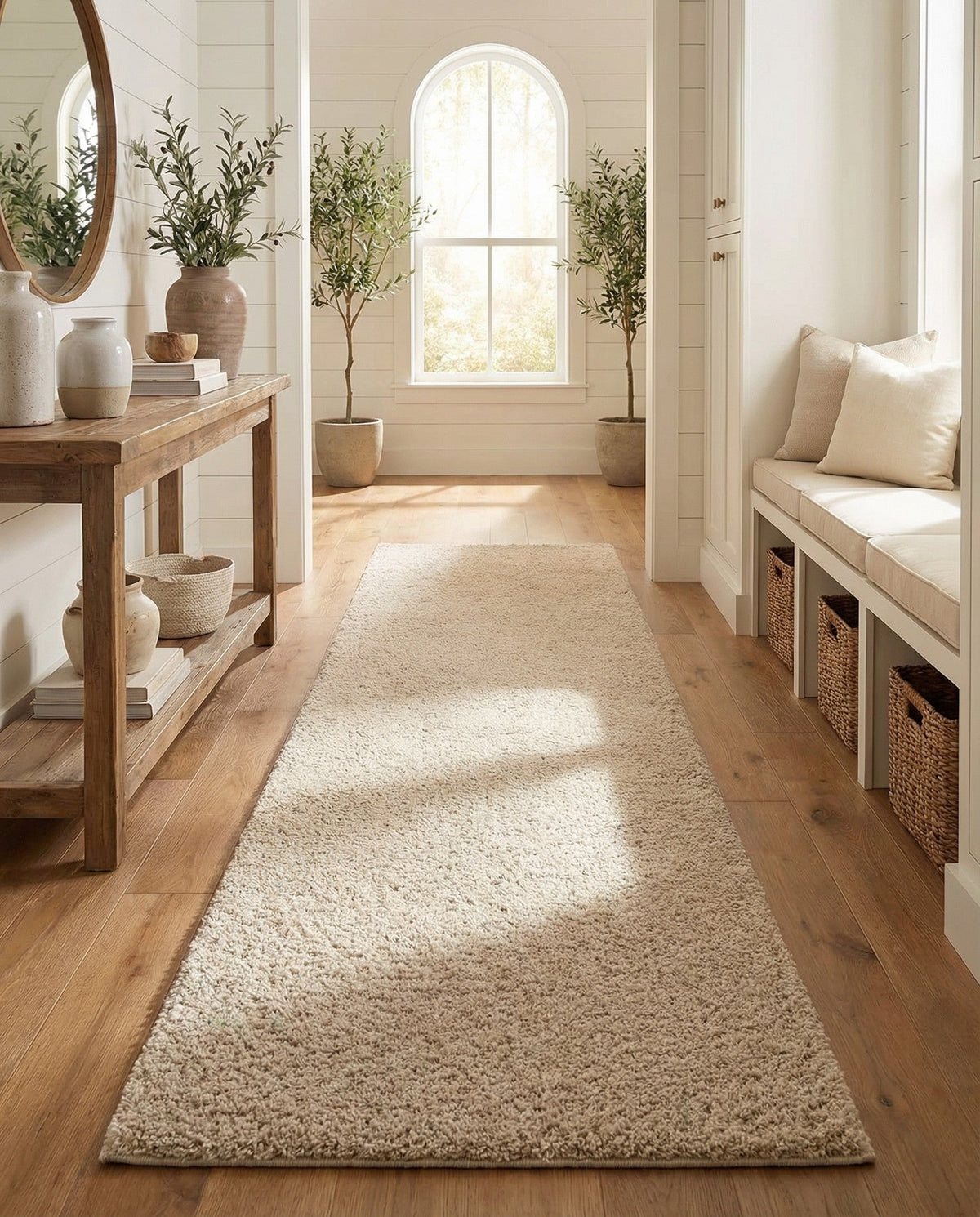 Cozy Comfort Shag Collection Area Rug - Haven (Oatmeal Beige) Runner Oatmeal Beige  lifestyle 75