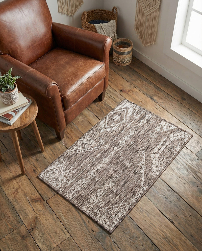 Desert Nomad Terrace Collection Area Rug - Sahara (Brown) Rectangle Brown  lifestyle 15