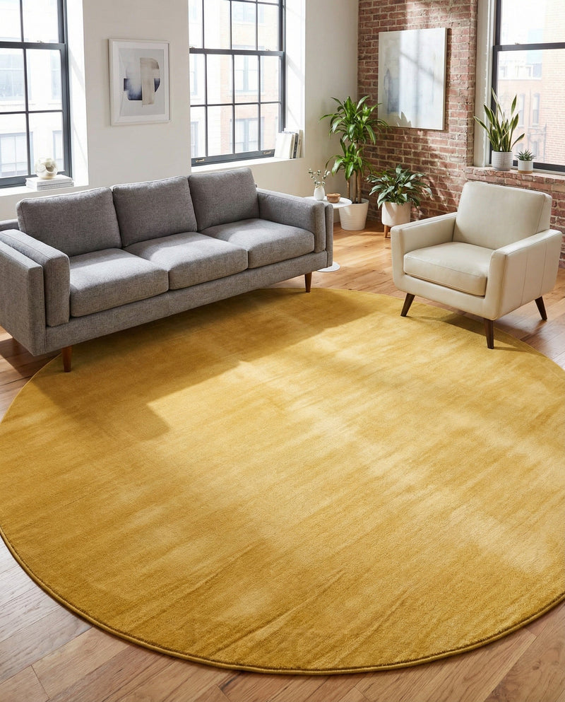 Soho Elegance Collection Area Rug - Chelsea (Gold) Round Gold  lifestyle 45
