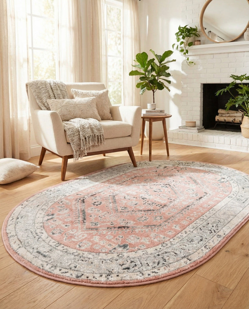 Adriana Terrace Collection Area Rug - Capri (Rose) Oval Rose  lifestyle 51