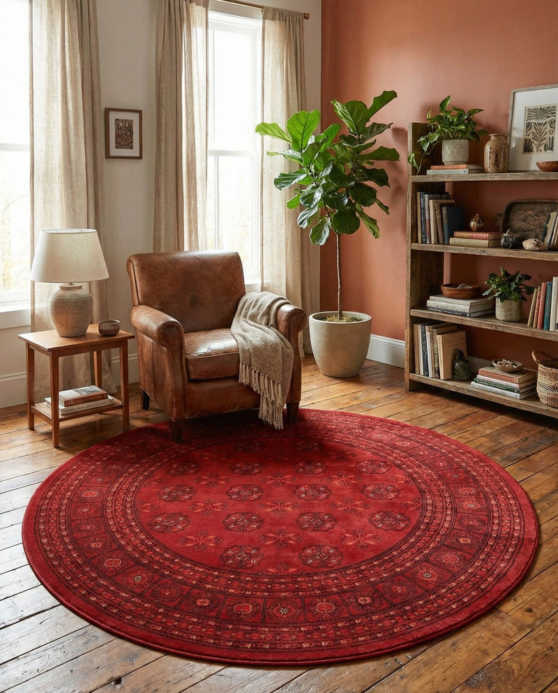 Samarkand Elegance Collection Area Rug -  Konye-Urgench Round Red  lifestyle 61