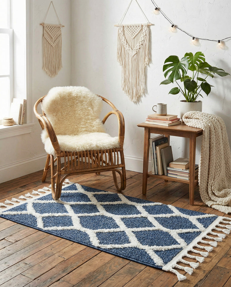Sahara Chic Collection Area Rug -  Tuareg Rectangle Blue  lifestyle 49