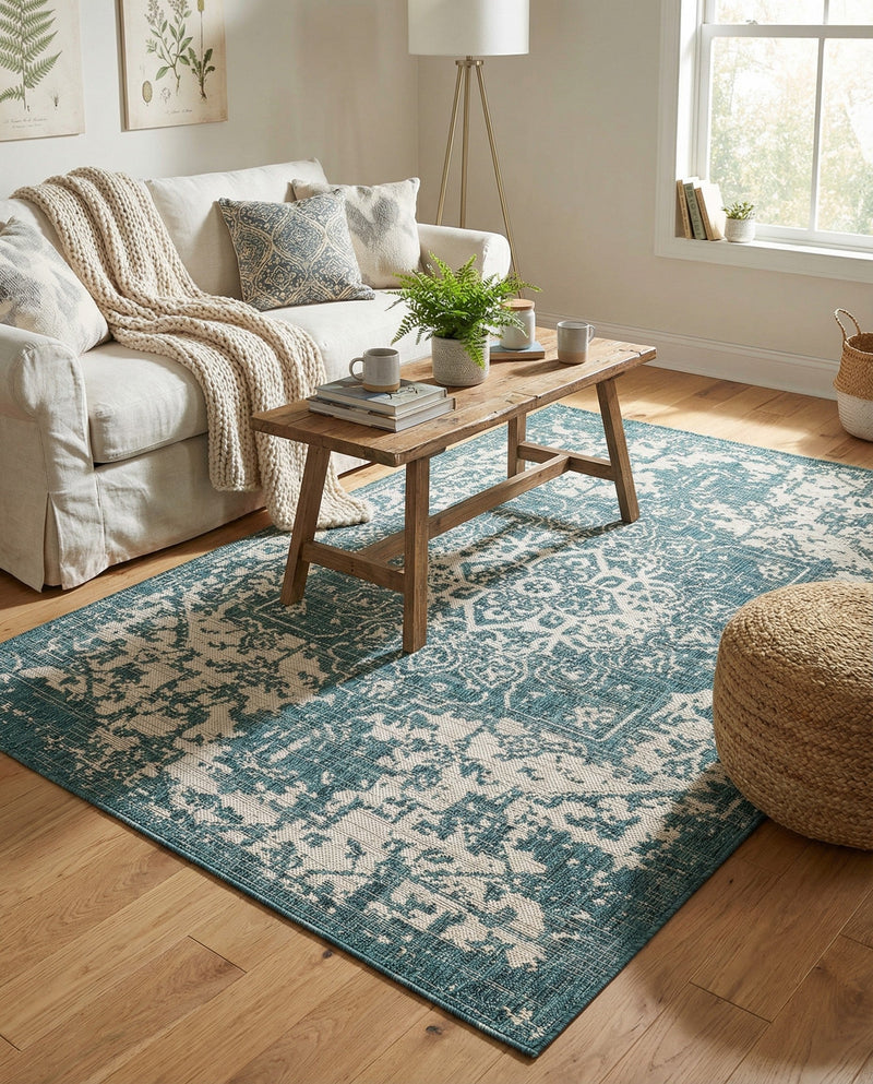 Urban Oasis Rugs Collection Area Rug -  Penthouse (Teal) Rectangle Teal  lifestyle 25