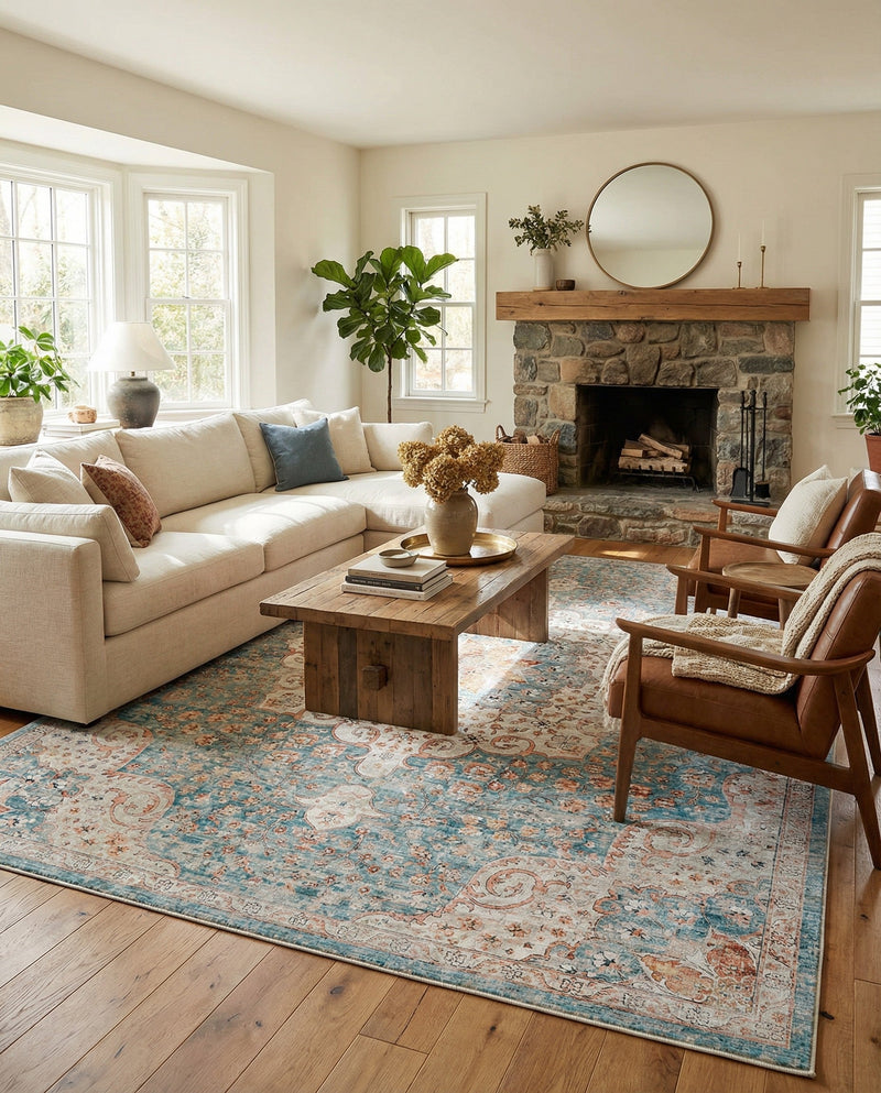 Coastal Haven Collection Area Rug - Seabreeze (Blue) Rectangle Blue  lifestyle 10