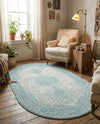 Dover Terrace Collection Area Rug - Marina (Aqua) Oval Aqua  lifestyle 57