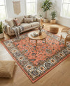 Casablanca Tapestry Collection Area Rug -  Marrakech (Salmon) Square Salmon  lifestyle 45
