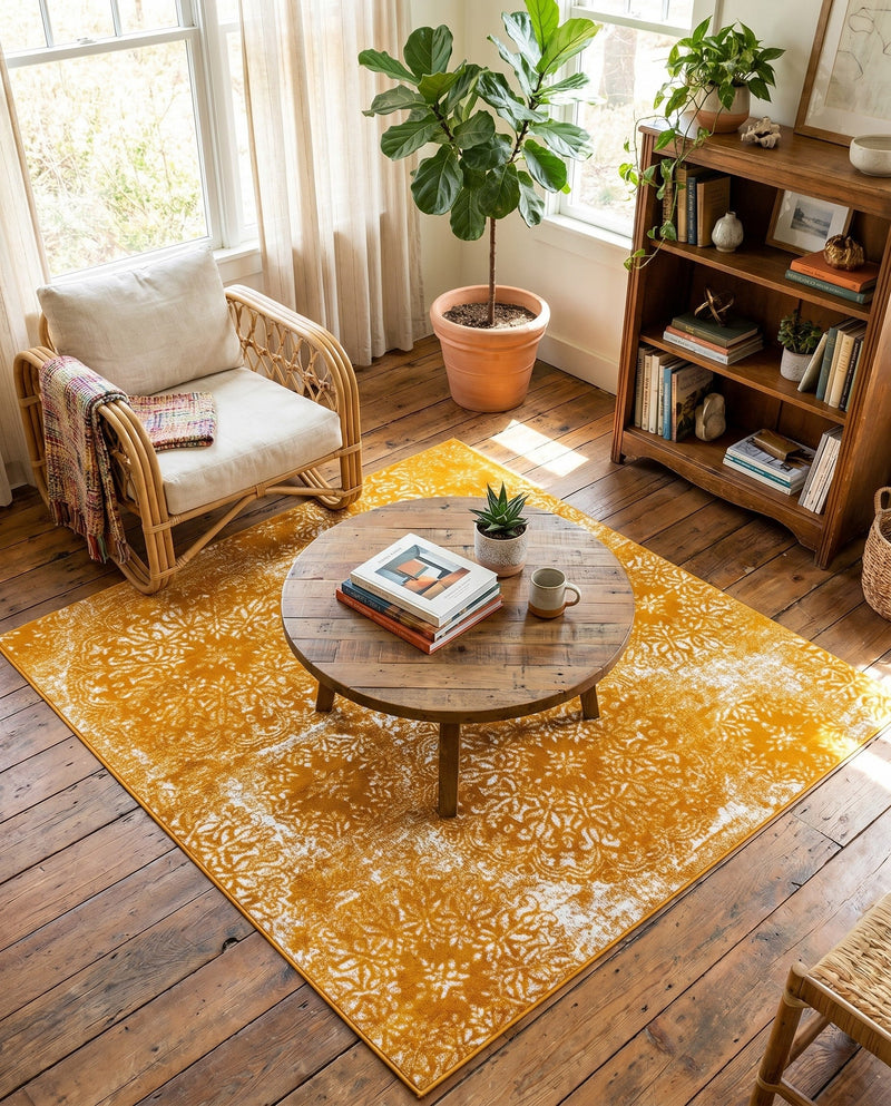 Riviera Elegance Collection Area Rug -  Monaco (Yellow) Square Yellow  lifestyle 80
